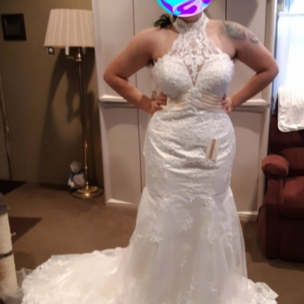 Halter Chantilly Lace Mermaid Dress